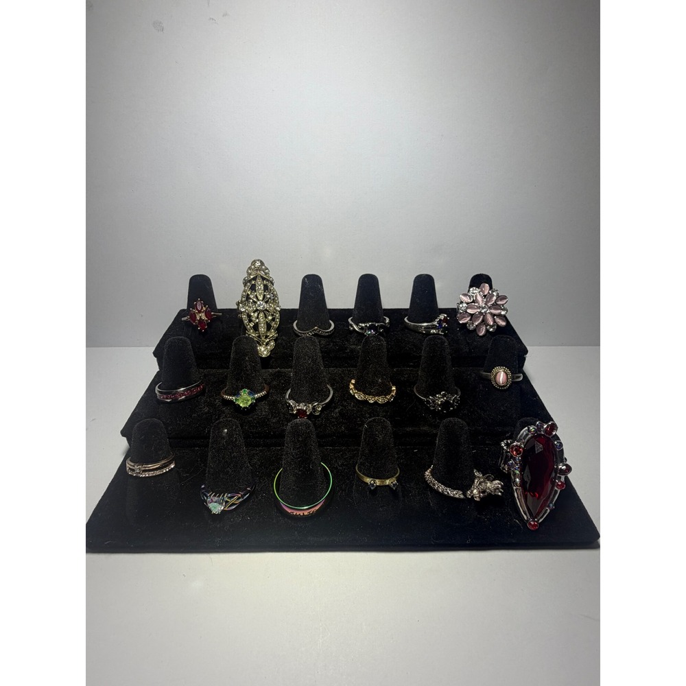 Vintage Fashion Ring Lot 18pc Gothic Boho Statement Dragon Floral Mixed Metals
